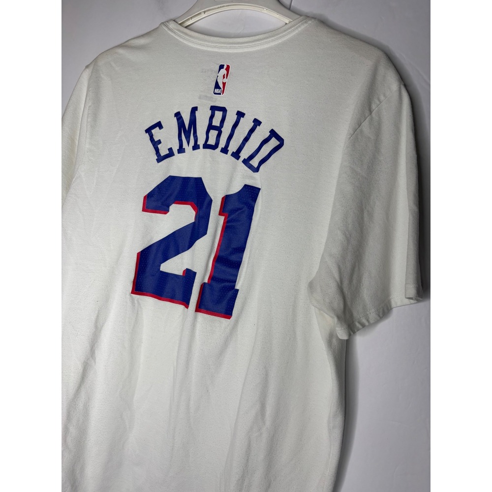 Nike Philadelphia XL 76ers Joel Embiid 21 Dri-FIT White Mens T-Shirt NBA